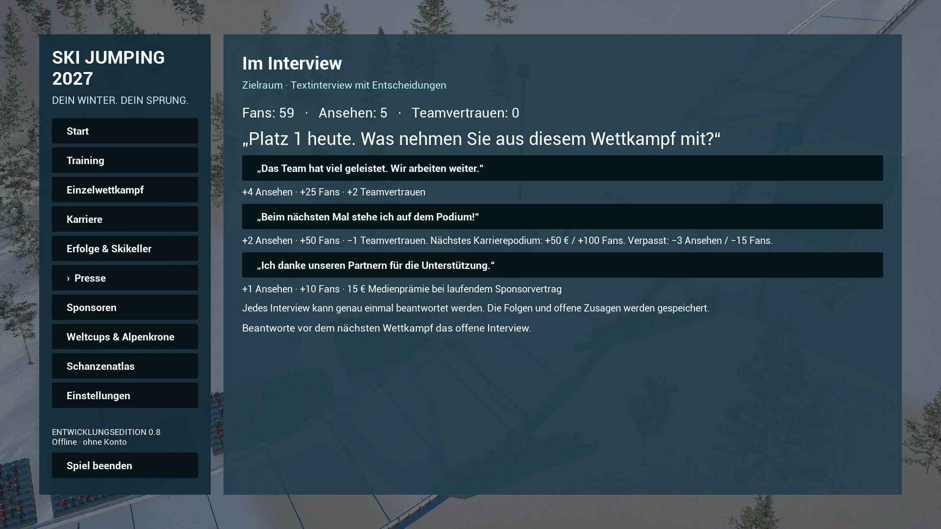 Textinterview mit drei Antworten und nachvollziehbaren Auswirkungen.